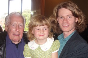 Brian Walpole, my daughter Daisy (3) and myself at Brian's 'Awake Wake', a party he threw in November 2008.